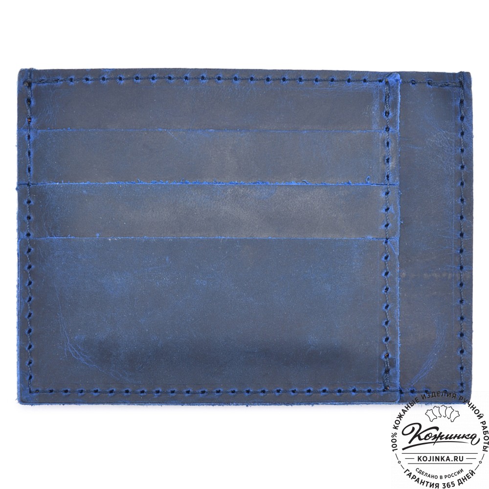 Кожаный футляр для карт "Мэри" (синий крейзи)