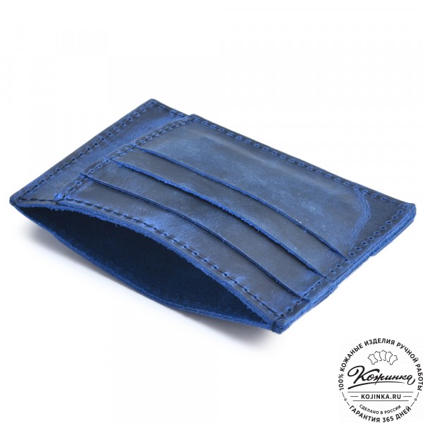 Кожаный футляр для карт "Мэри" (синий крейзи). фото 1