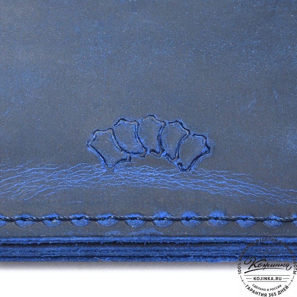 Кожаный футляр для карт "Мэри" (синий крейзи)