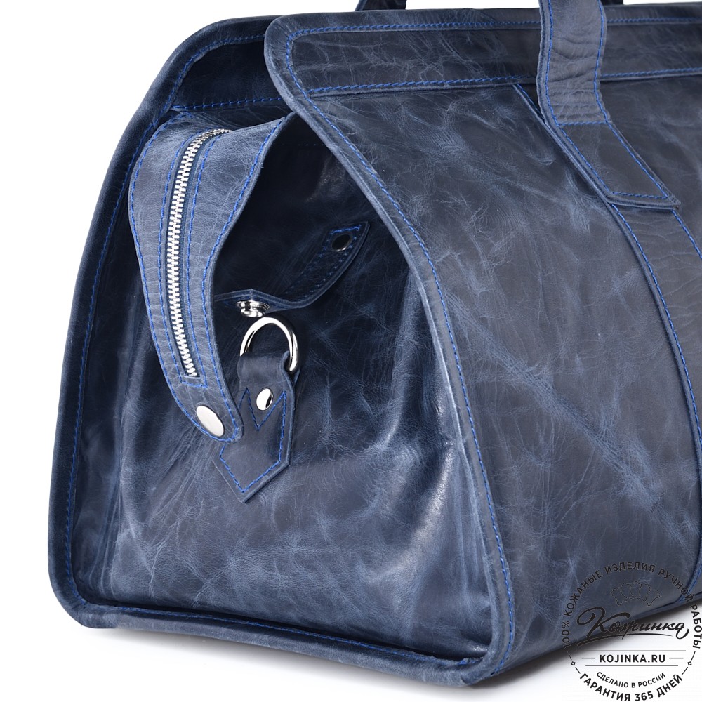 Кожаная дорожная сумка "Чарли" (синий антик) 