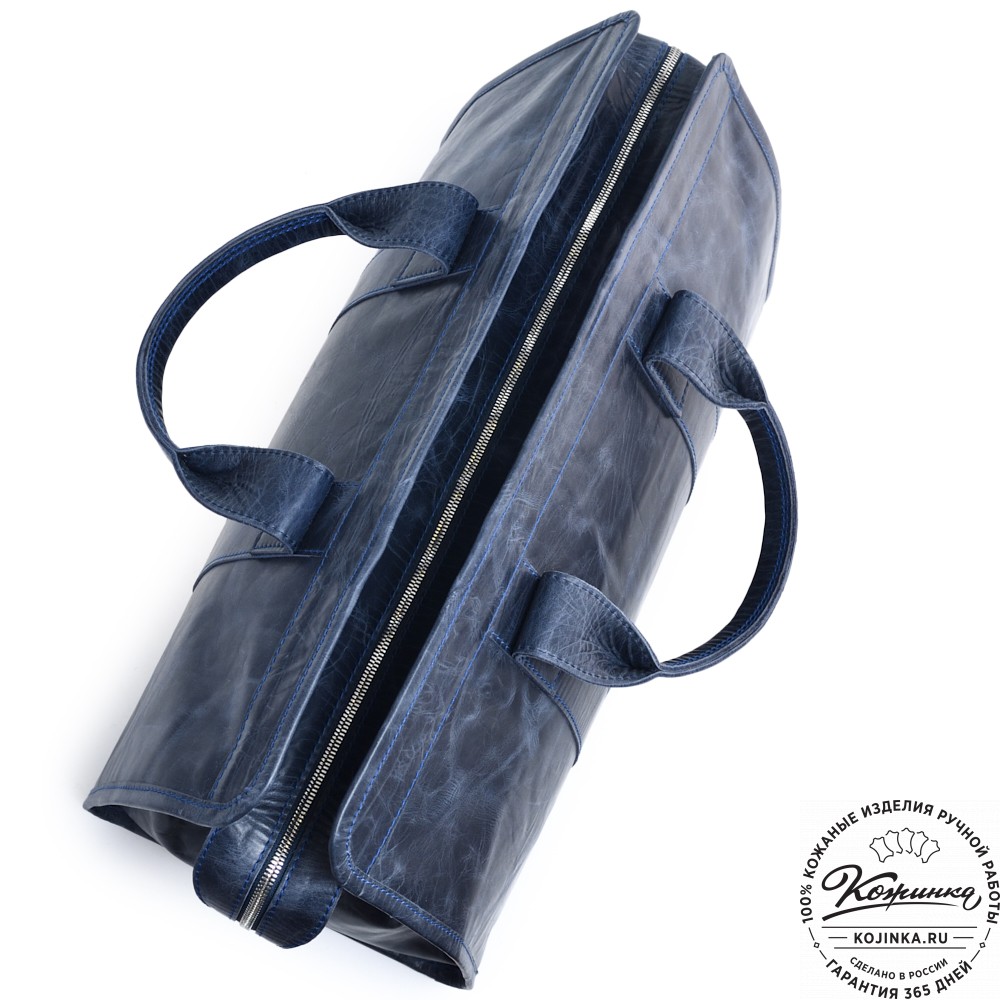  Кожаная дорожная сумка "Чарли" (синий антик) 