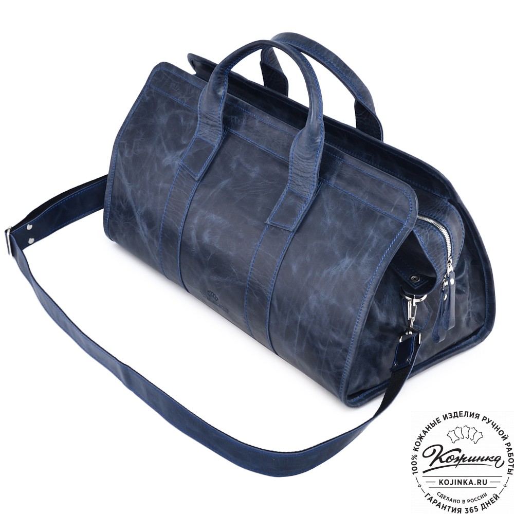  Кожаная дорожная сумка "Чарли" (синий антик) 