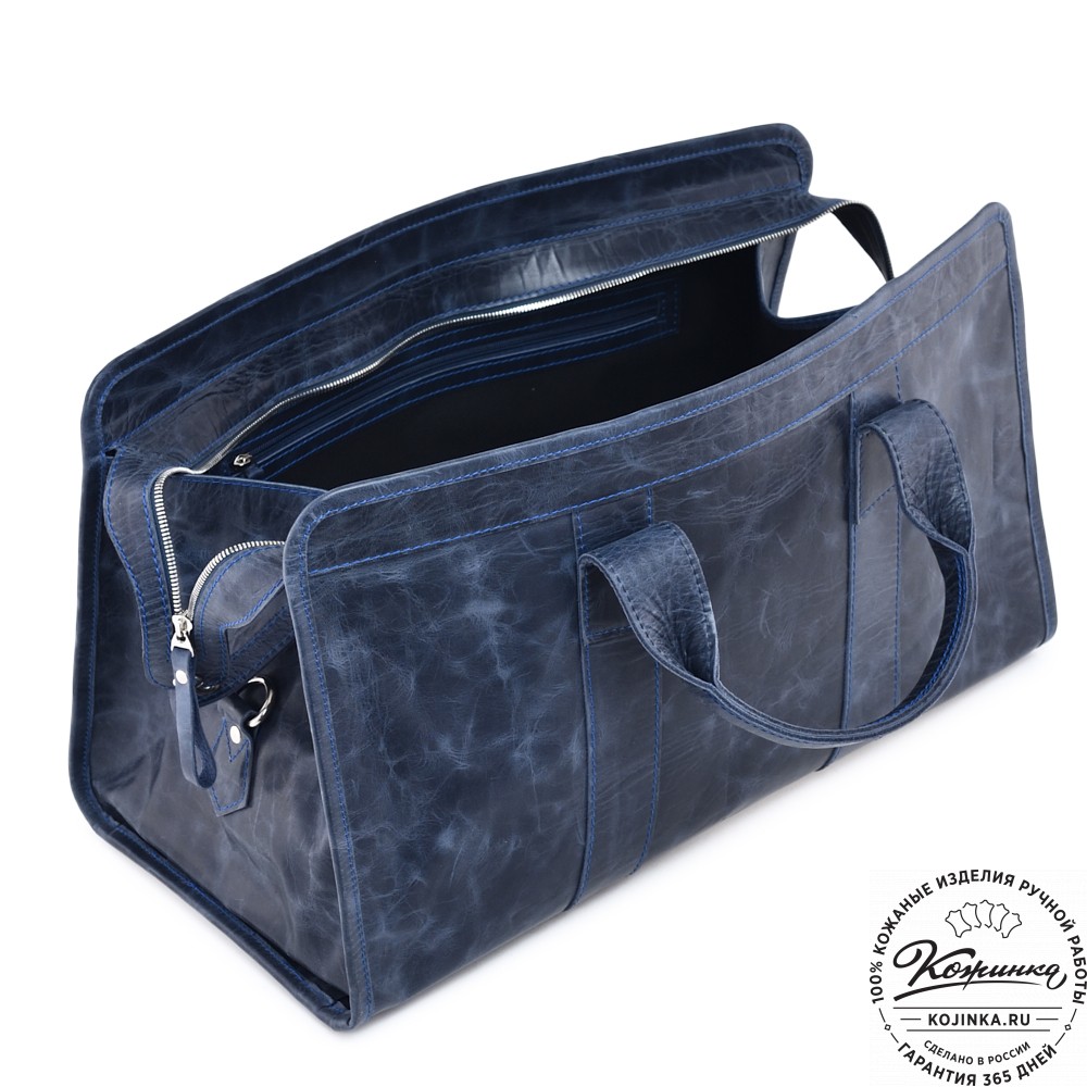  Кожаная дорожная сумка "Чарли" (синий антик) 