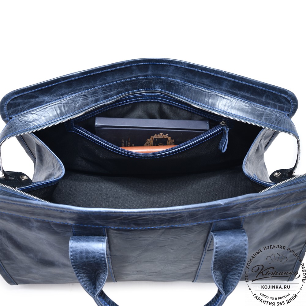  Кожаная дорожная сумка "Чарли" (синий антик) 