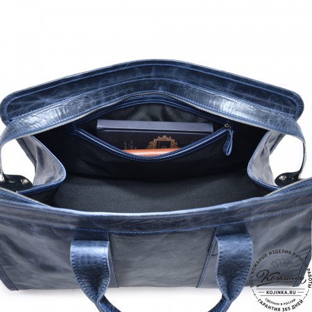  Кожаная дорожная сумка "Чарли" (синий антик) 