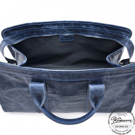  Кожаная дорожная сумка "Чарли" (синий антик) 