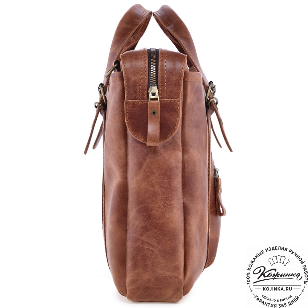 Кожаная деловая сумка "Доминик" (рыжий антик)