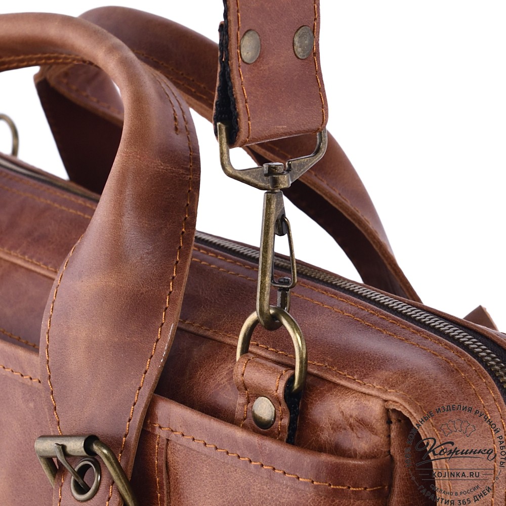 Кожаная деловая сумка "Доминик" (рыжий антик)