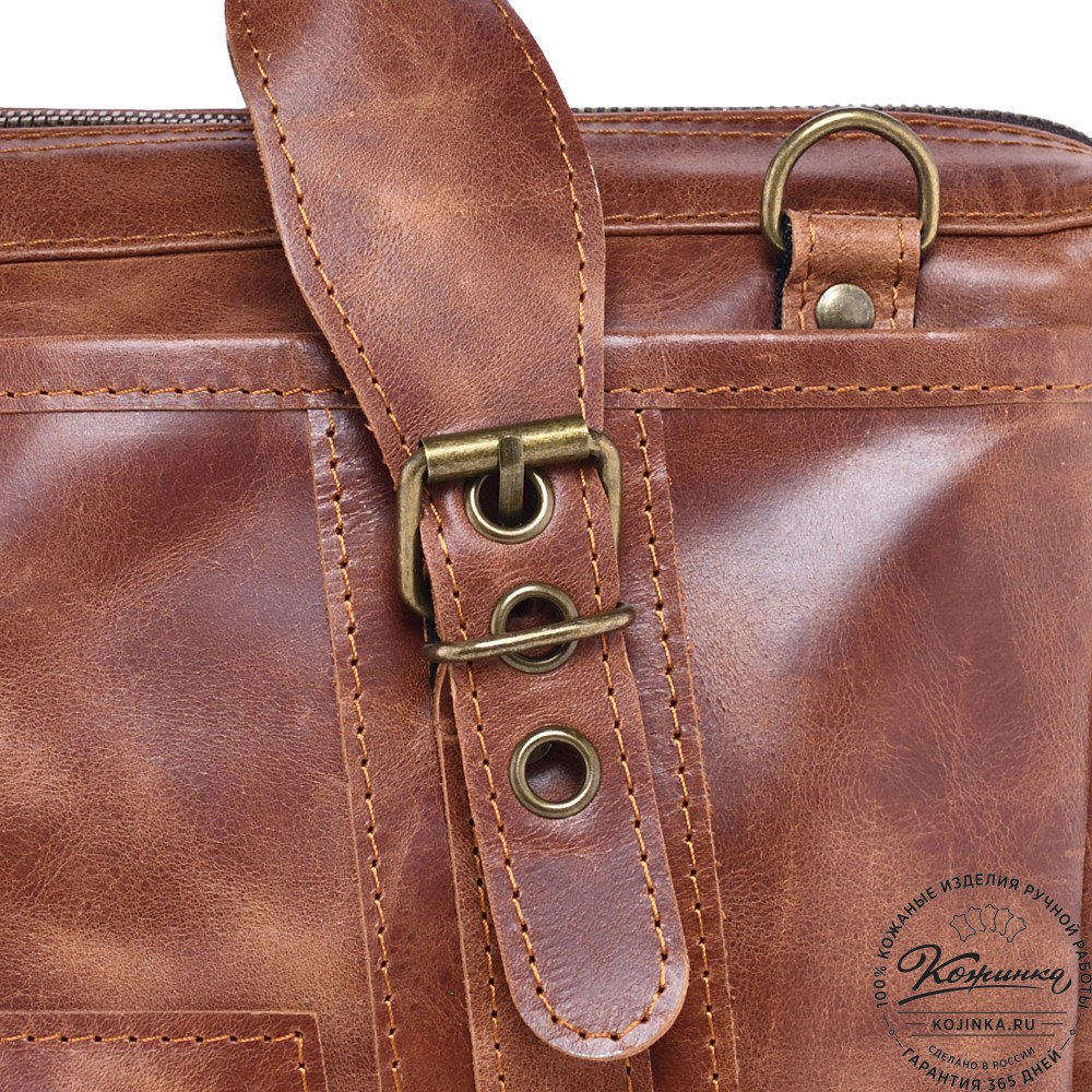 Кожаная деловая сумка "Доминик" (рыжий антик)