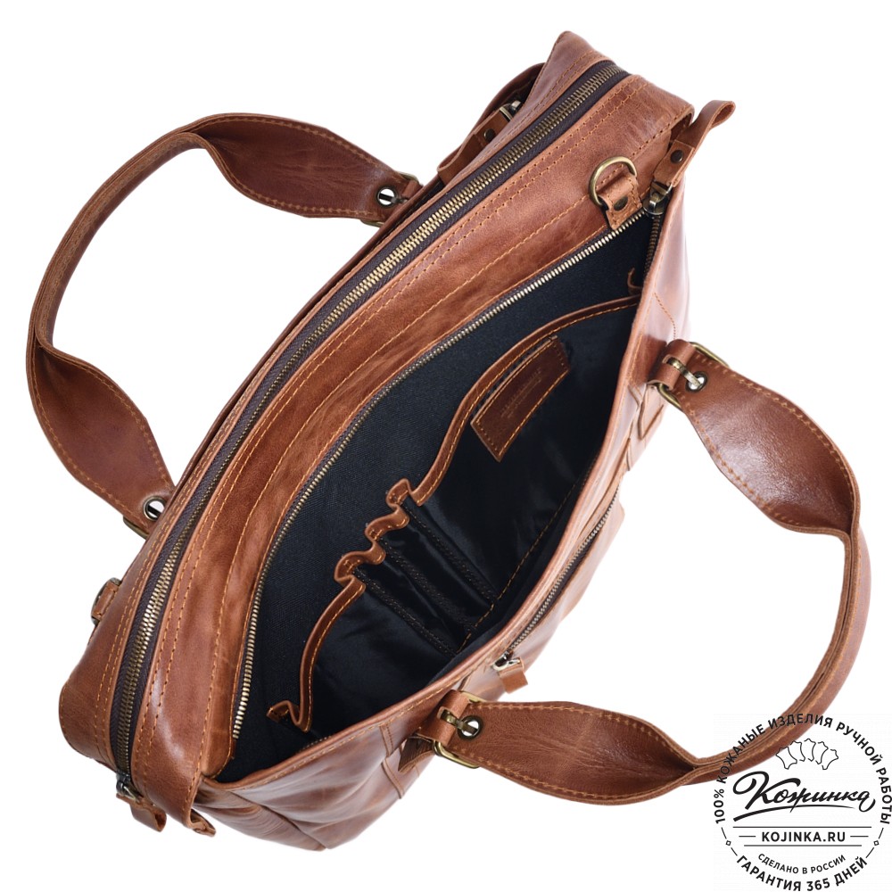 Кожаная деловая сумка "Доминик" (рыжий антик)