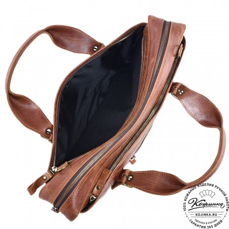 Кожаная деловая сумка "Доминик" (рыжий антик)