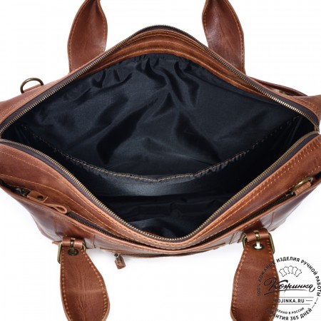 Кожаная деловая сумка "Доминик" (рыжий антик)