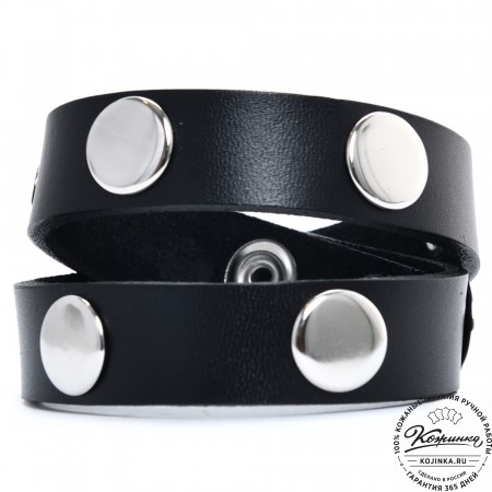  Кожаный браслет "Вегард" (черный) 