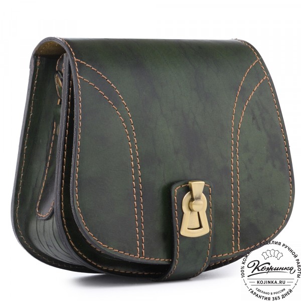 Кожаная сумка ручной работы "Джульетта-нью" (зелёный глянец). фото 1