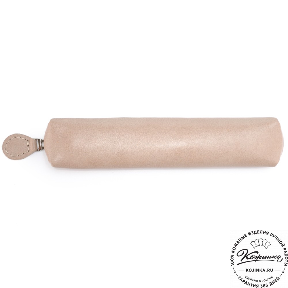 Кожаная мини-косметичка "Лонг" (бежевая)