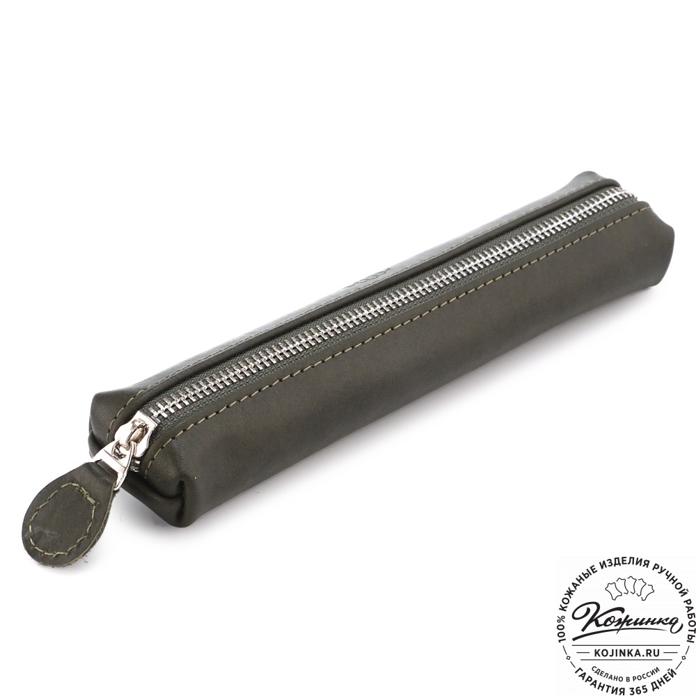 Кожаная мини-косметичка "Лонг" (хаки)