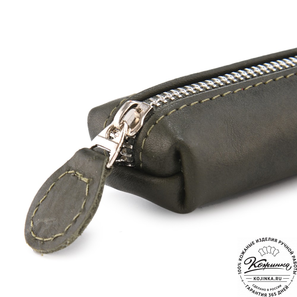 Кожаная мини-косметичка "Лонг" (хаки)