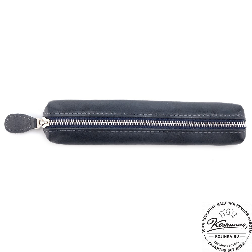 Кожаная мини-косметичка "Лонг" (cиняя)