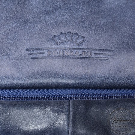 Кожаная деловая сумка "Ральф" (синий антик) 