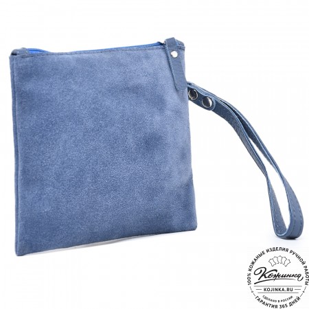  Кожаная косметичка "Флавия" велюр (джинс)