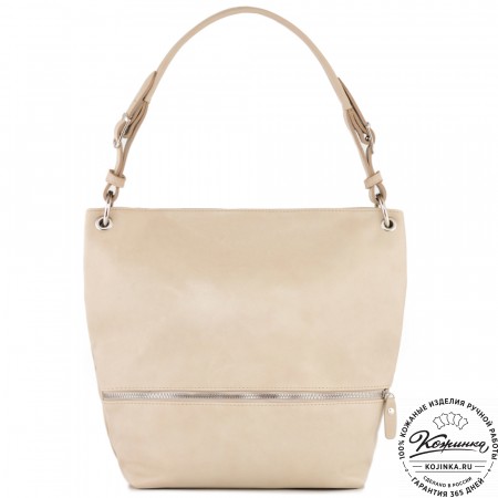  Кожаная женская сумка "Бэлла" (бежевая гладкая кожа)