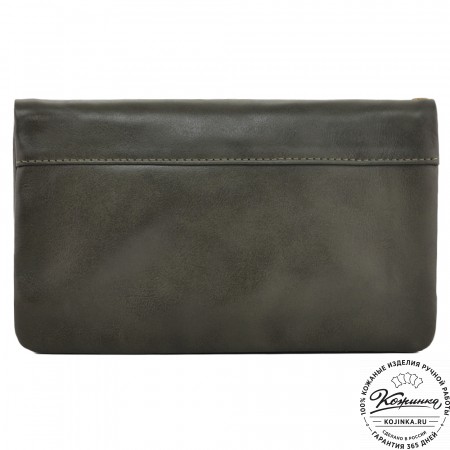  Кожаный клатч "Дарси" (хаки гладкая кожа)