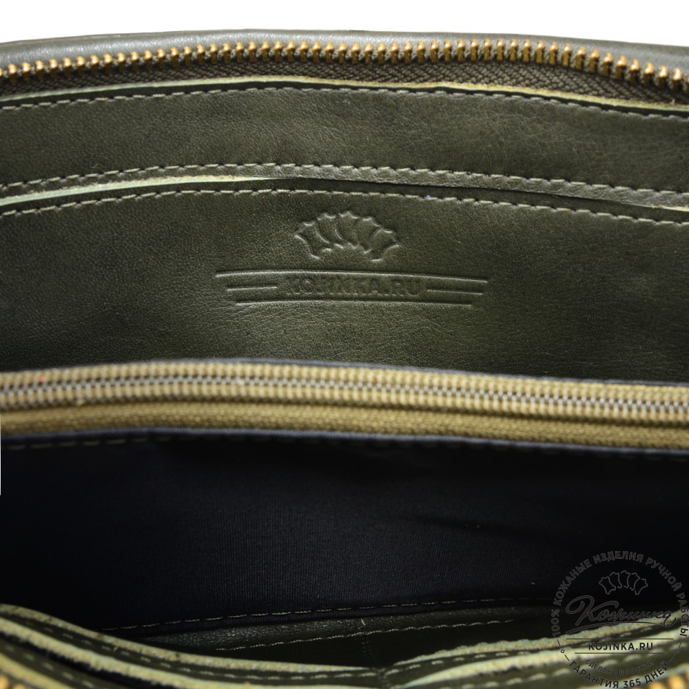  Кожаный клатч "Дарси" (хаки гладкая кожа)