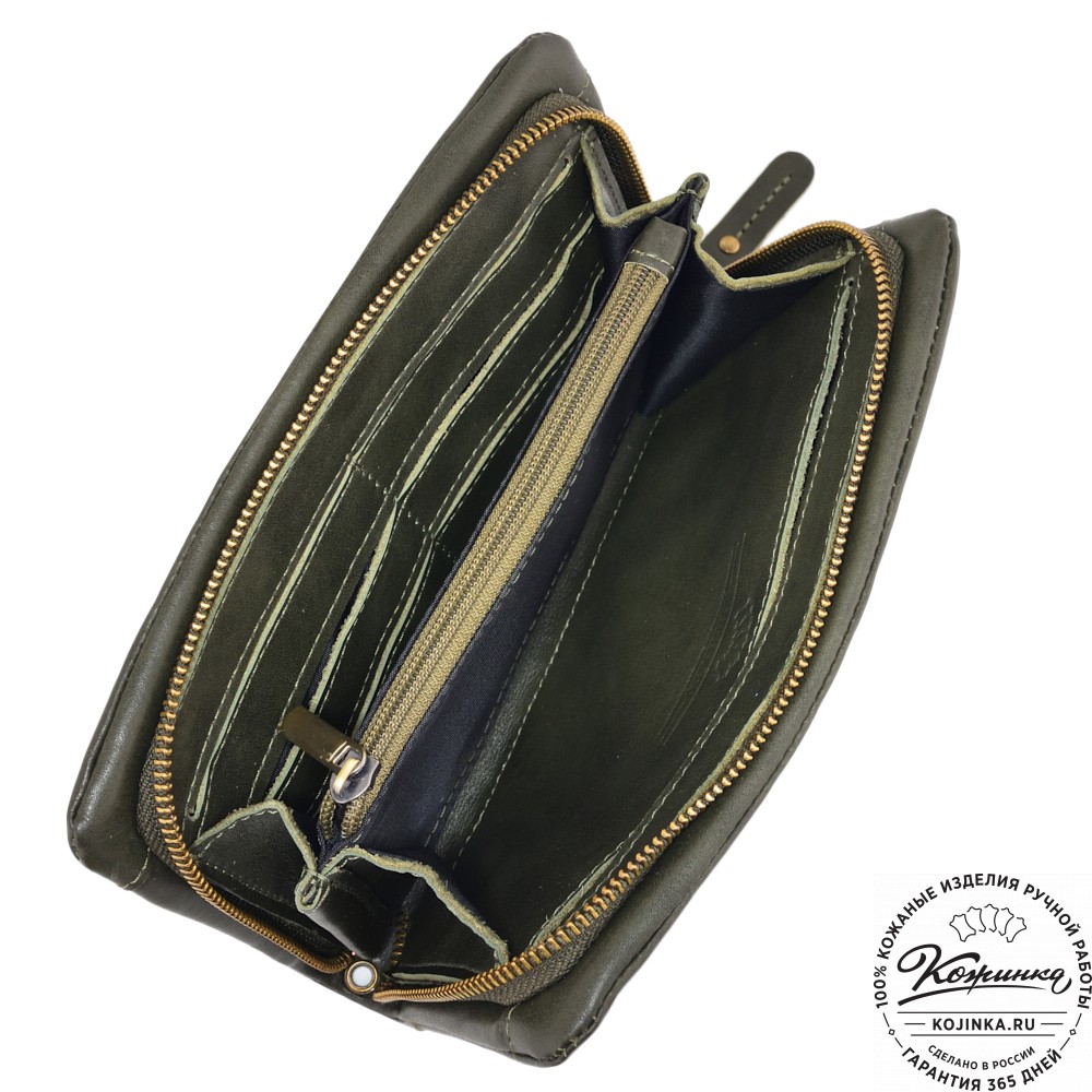  Кожаный клатч "Дарси" (хаки гладкая кожа)