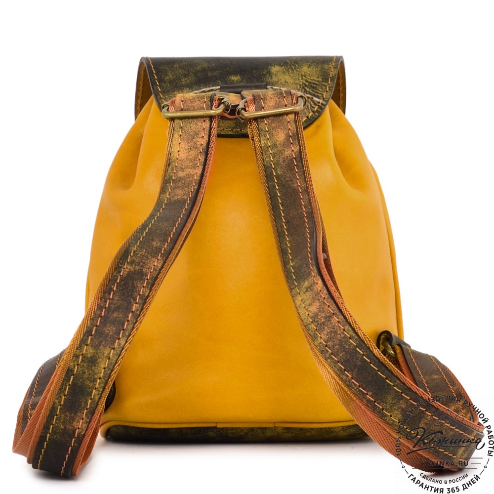  Женский кожаный рюкзак "Колибри" (желтый) 