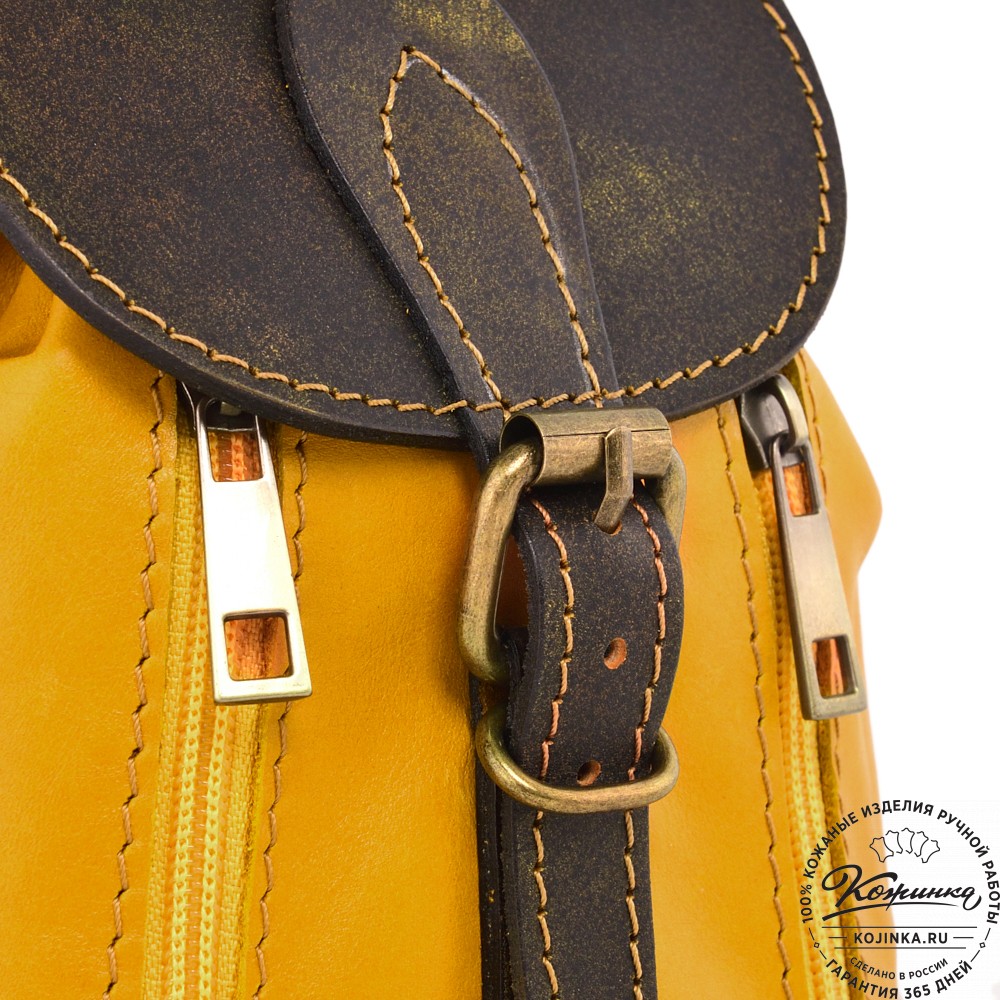  Женский кожаный рюкзак "Колибри" (желтый) 