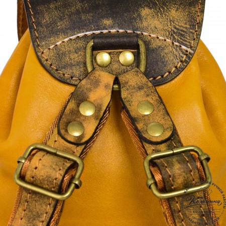  Женский кожаный рюкзак "Колибри" (желтый) 