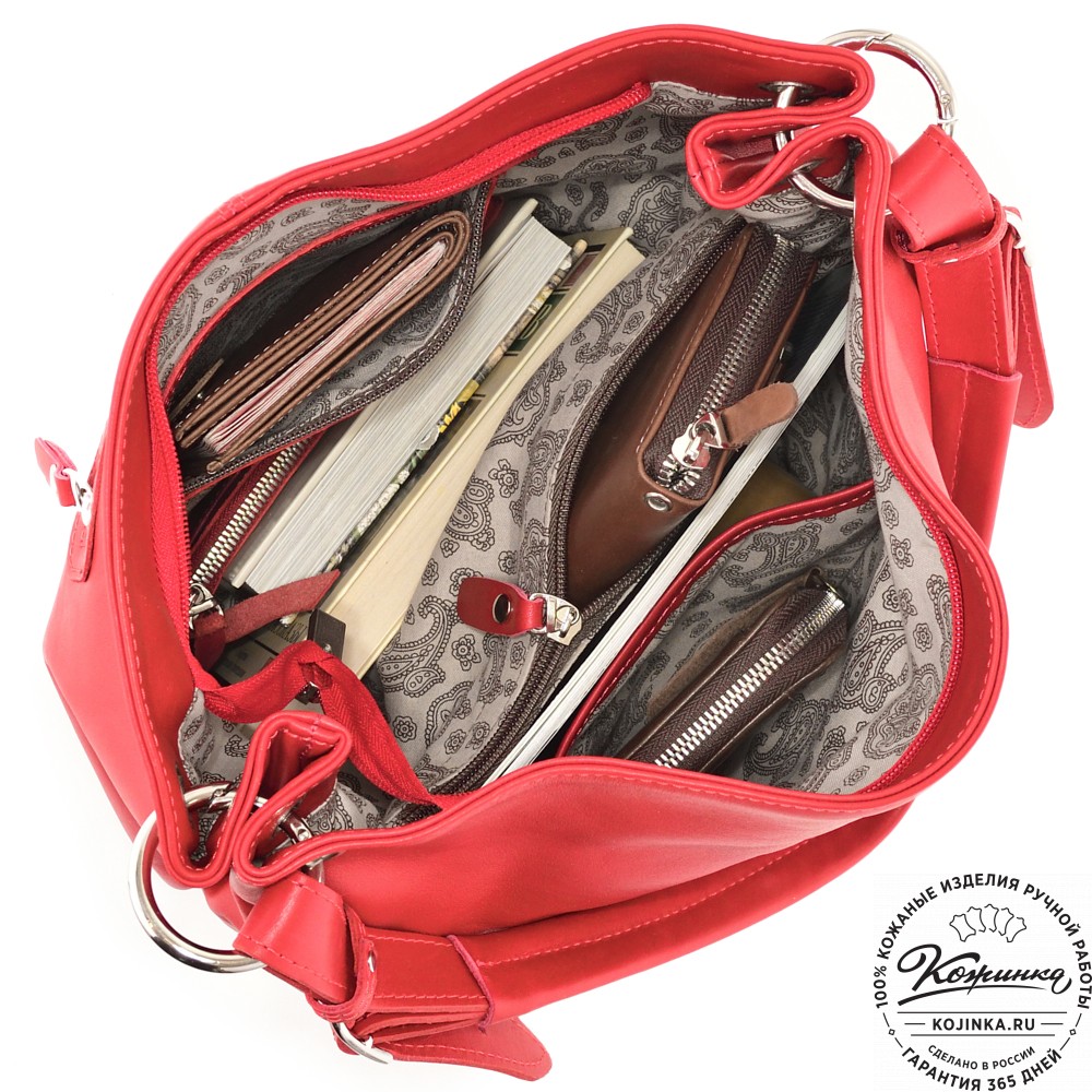 Кожаная женская сумка "Бэлла" (красная гладкая кожа)