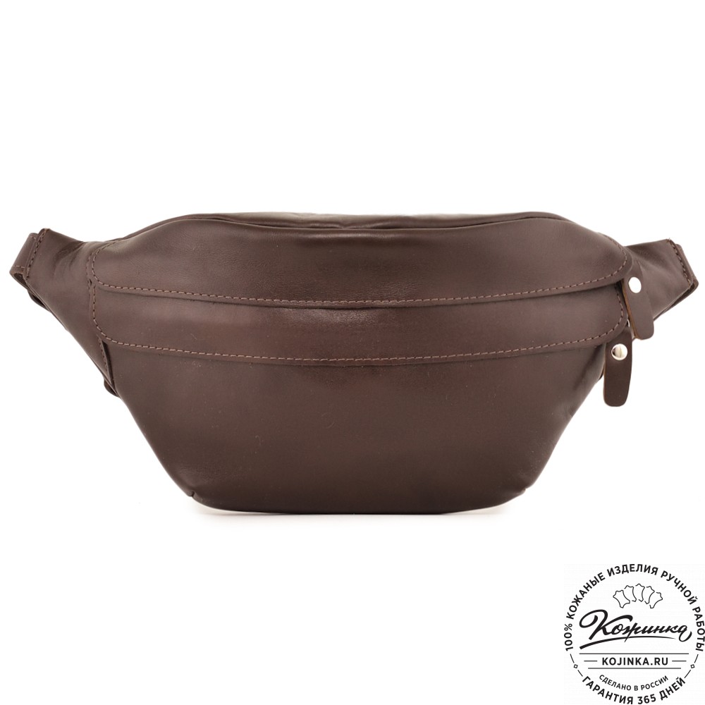  Кожаная сумка на пояс "Камиль" (коричневый гладкая кожа) 