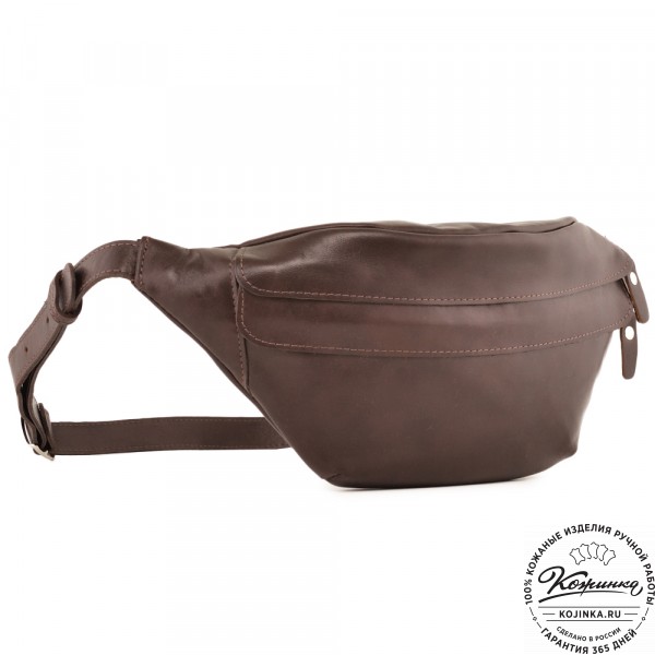  Кожаная сумка на пояс "Камиль" (коричневый гладкая кожа) . фото 1