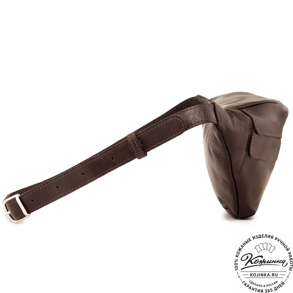  Кожаная сумка на пояс "Камиль" (коричневый гладкая кожа) 