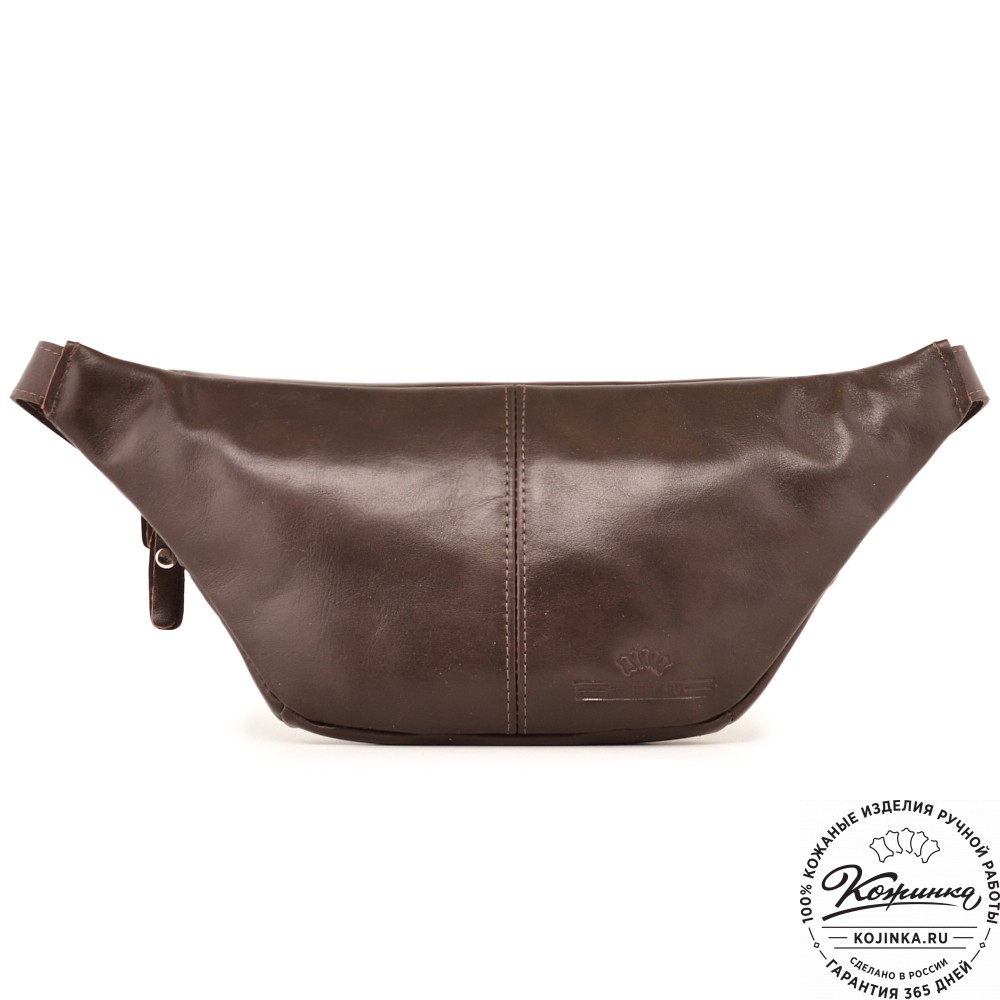  Кожаная сумка на пояс "Камиль" (коричневый гладкая кожа) 