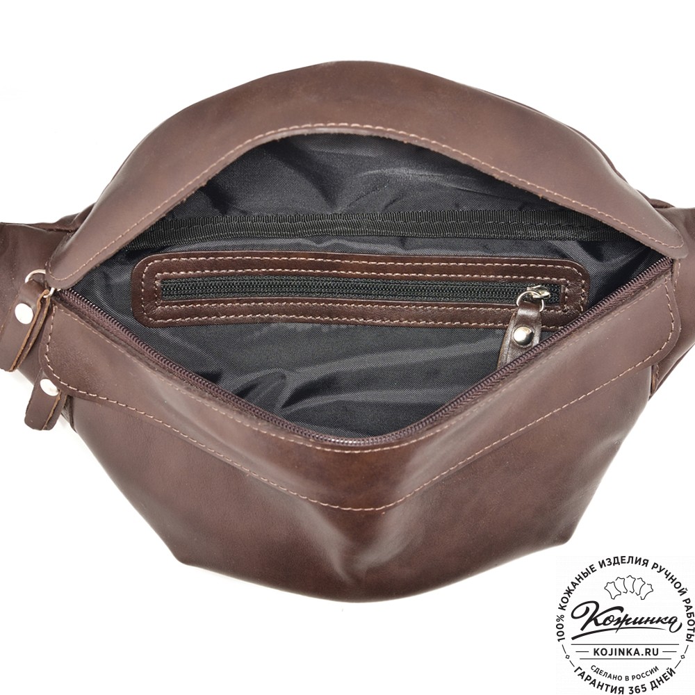 Кожаная сумка на пояс "Камиль" (коричневый гладкая кожа) 
