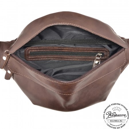  Кожаная сумка на пояс "Камиль" (коричневый гладкая кожа) 