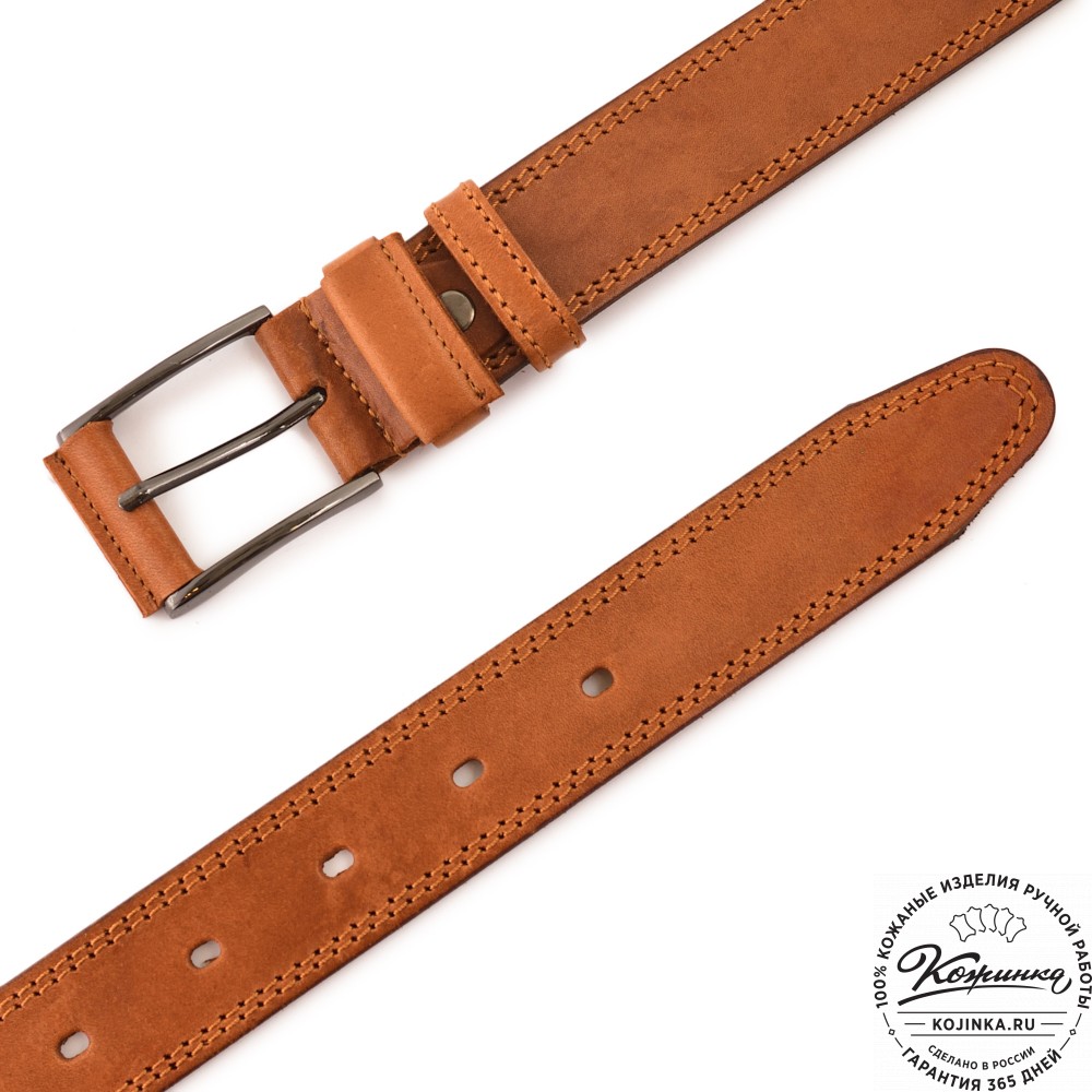 Кожаный ремень "Остин" (рыжий)
