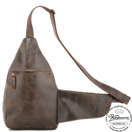  Кожаная сумка на грудь "Аполлон" (коричневая наппа)