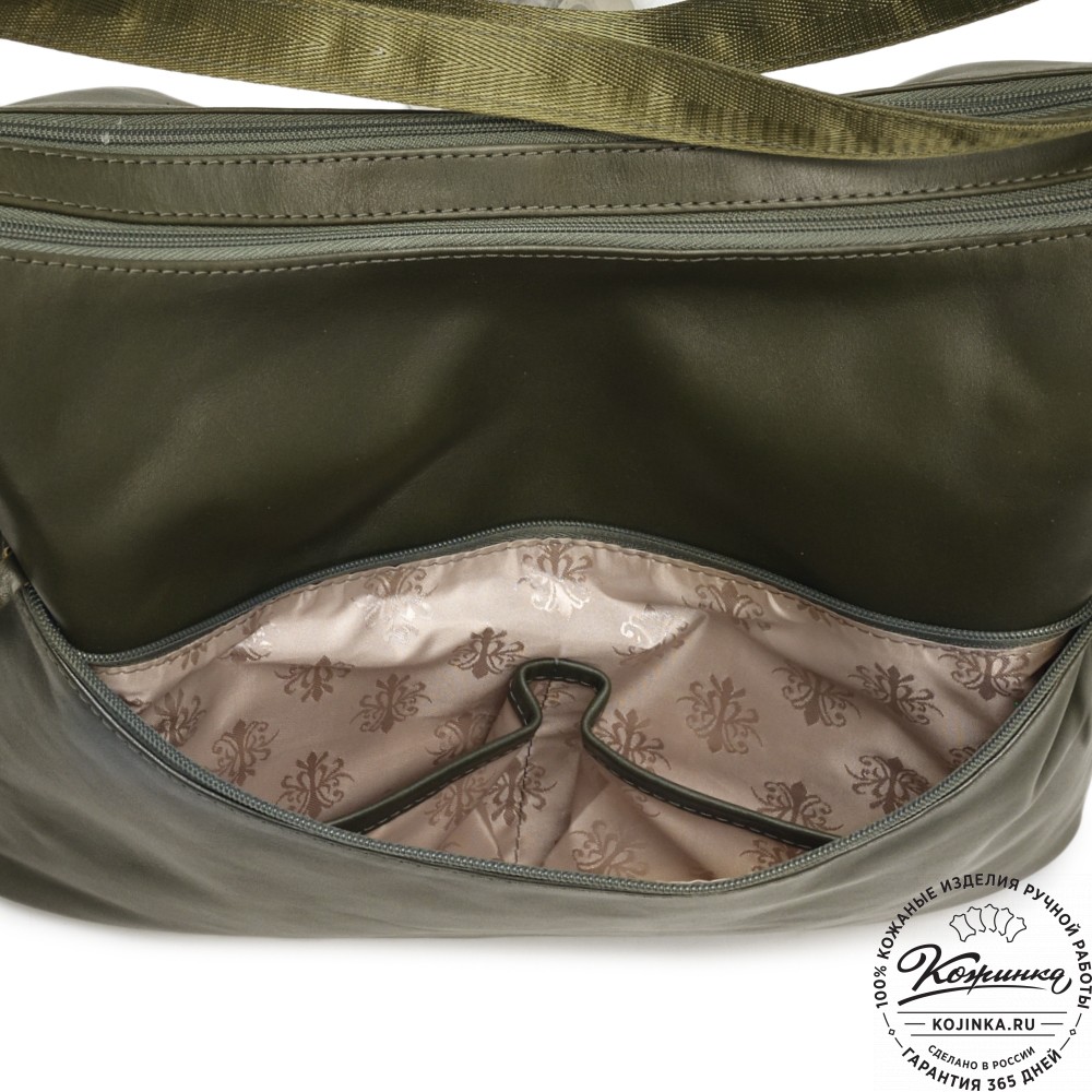 Женская кожаная сумка-трансформер "Ливадия" (хаки гладкая кожа) 