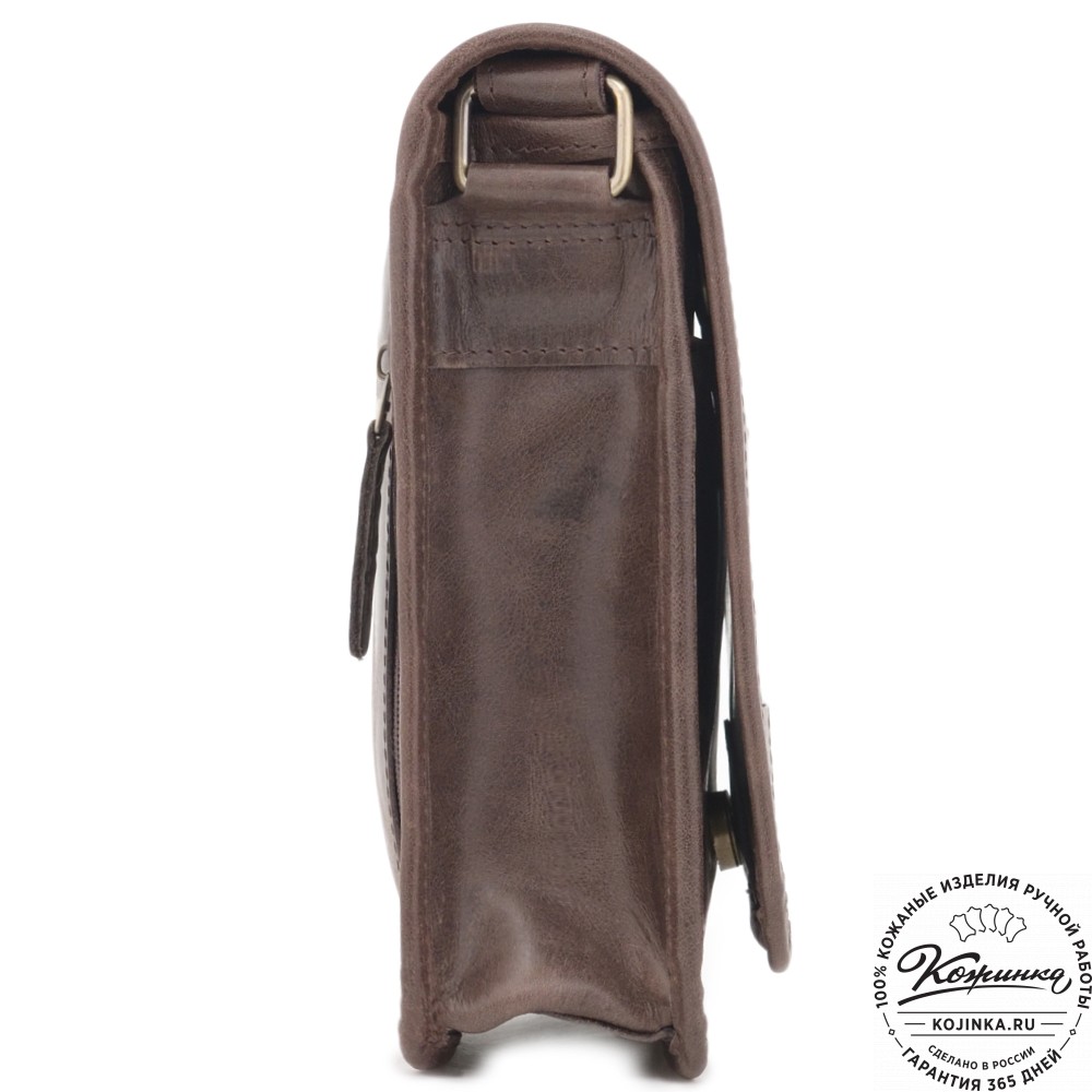 Кожаная сумка через плечо "Митчел мини" (темно-коричневая антик)