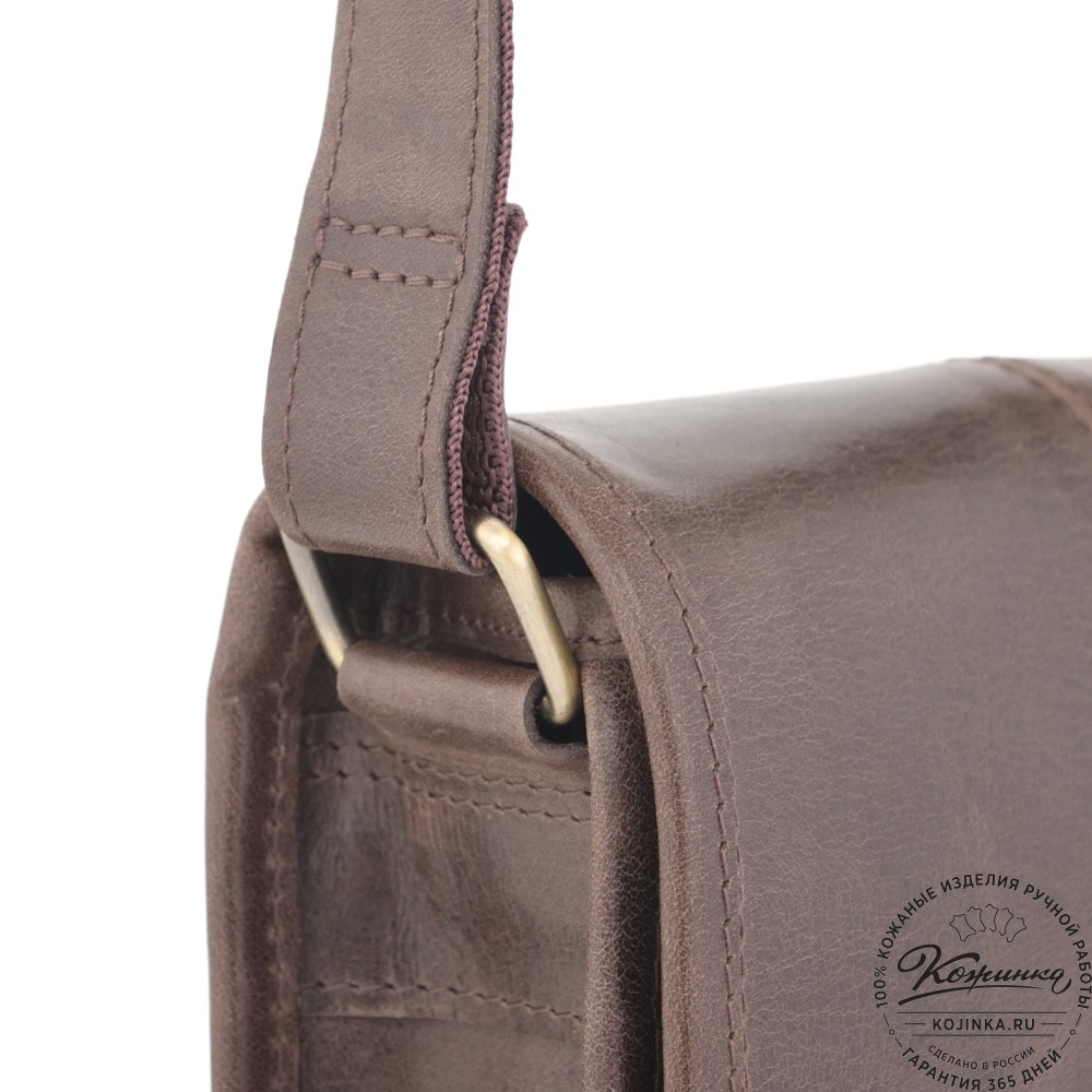 Кожаная сумка через плечо "Митчел мини" (темно-коричневая антик)