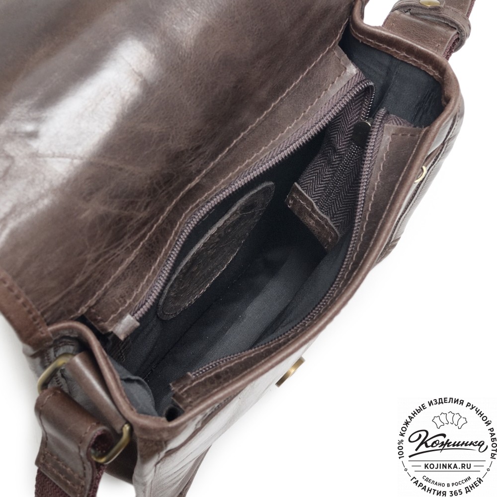 Кожаная сумка через плечо "Митчел мини" (темно-коричневая антик)