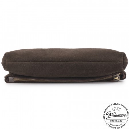 Кожаный клатч "Молли" велюр (шоколад)
