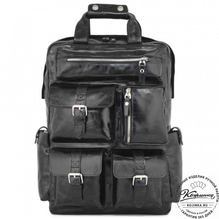 Кожаный рюкзак "Вассерман" (черный антик)