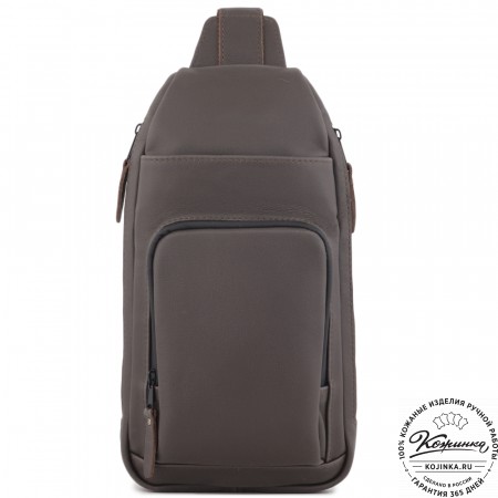 Кожаная сумка на грудь "Вульф" (темно-коричневый)