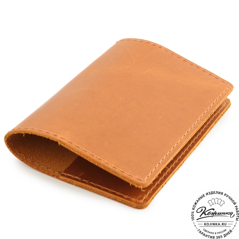  Кожаная обложка на паспорт "Будапешт" (рыжий крейзи)