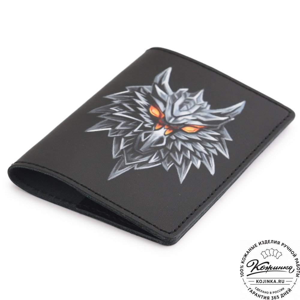Кожаная обложка на паспорт "Будапешт" "Волк"