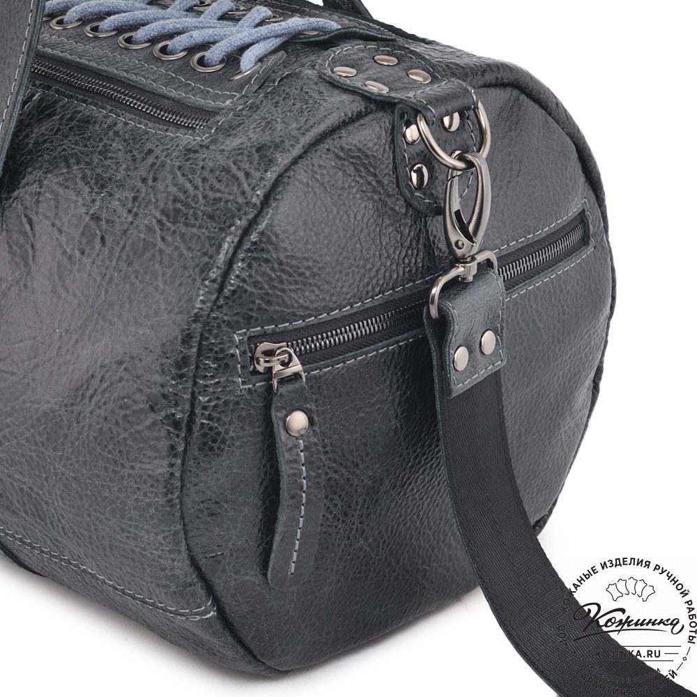  Кожаная сумка "Тайлер" (глянец черный)